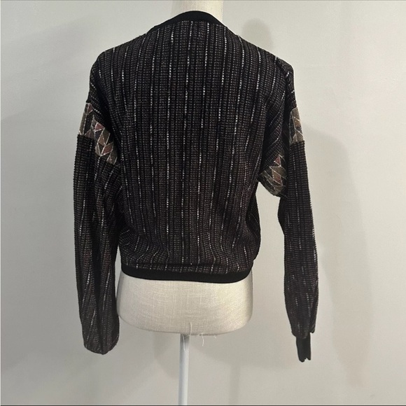 Urban Outfitters Sweater Cropped Knit Metallic Black Rust Size Medium - Picture 4 of 7